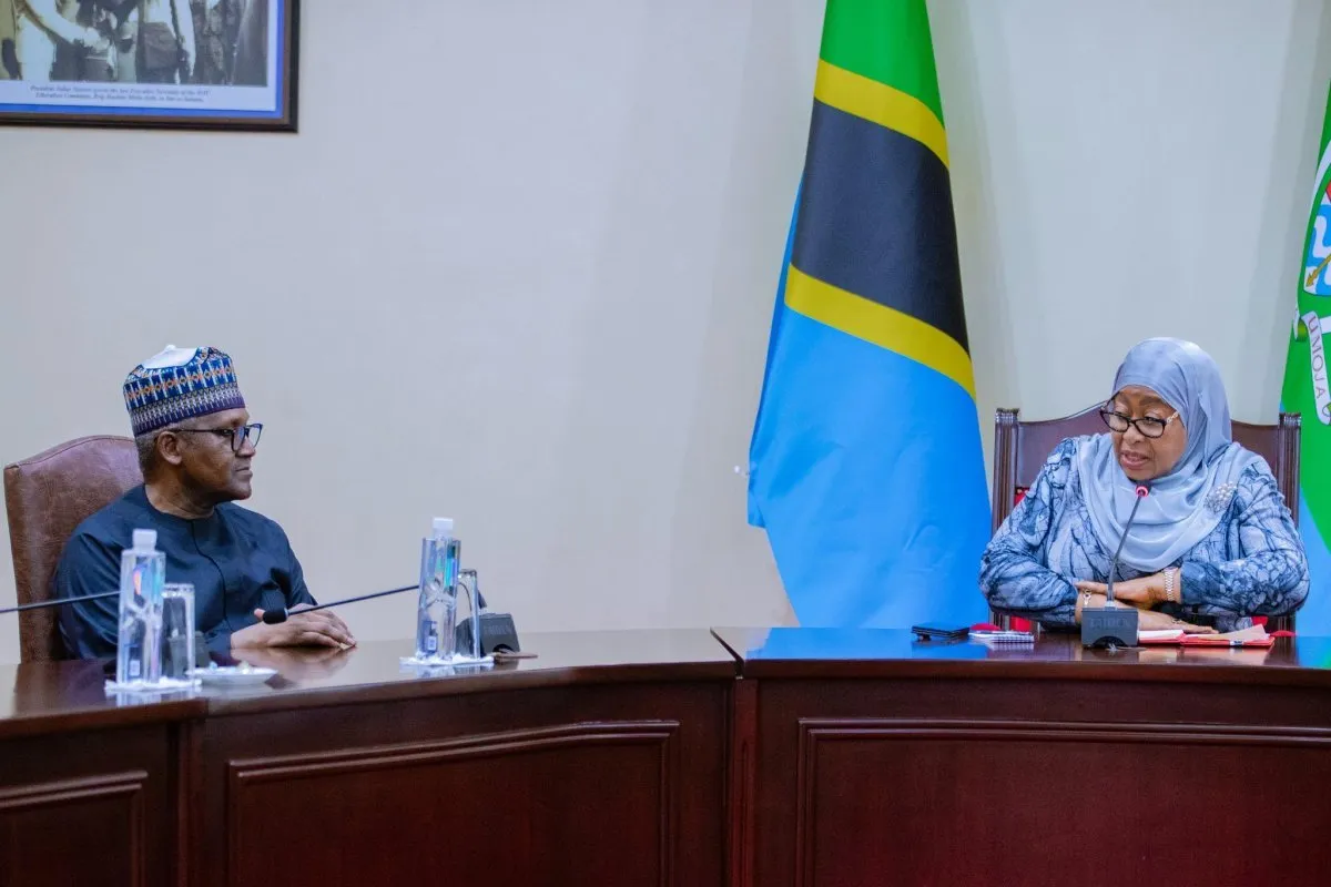 Aliko Dangote, Chairman of Dangote Group with Tanzania President Samia Suluhu Hassan at State House in Dar es Salaam, Tanzania