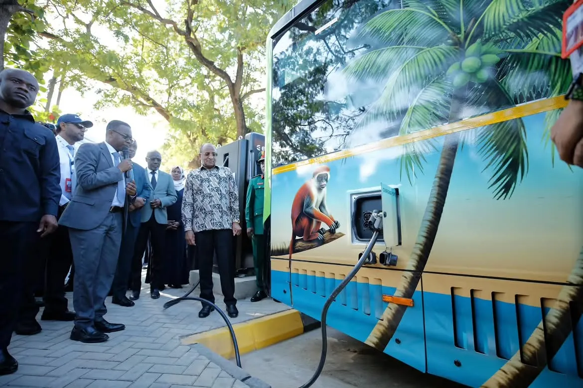 Dr Mwinyi Inspecting Bus Charging Stations